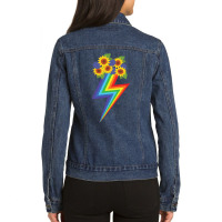 Floral Lightning Ladies Denim Jacket | Artistshot