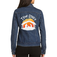 Christian True Story Of Jesus Birth Nativity Christians Christmas 120 Ladies Denim Jacket | Artistshot