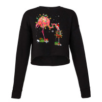 Flamingo Tropical Funny Flamingo Drinking Wine On Christmas Xmas Pajam Cropped Sweater | Artistshot