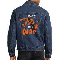 Make Jazz Not War Music White Men Denim Jacket | Artistshot