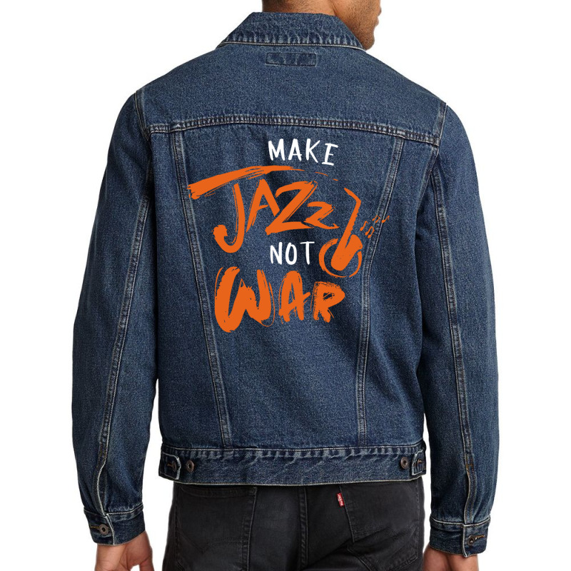 Make Jazz Not War Music White Men Denim Jacket by kimcrimmins | Artistshot