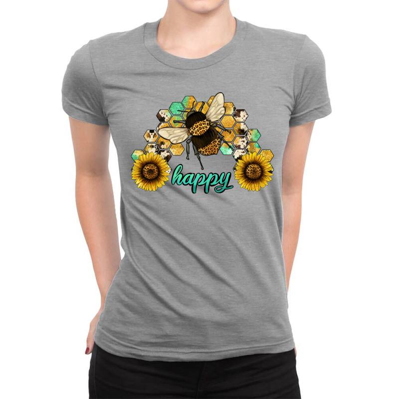 Bee Happy Honey Comb Ladies Fitted T-Shirt by JahusDesignShop | Artistshot