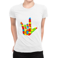 Asl Love Sign Language Autism Gift Awareness Support Ladies Fitted T-shirt | Artistshot