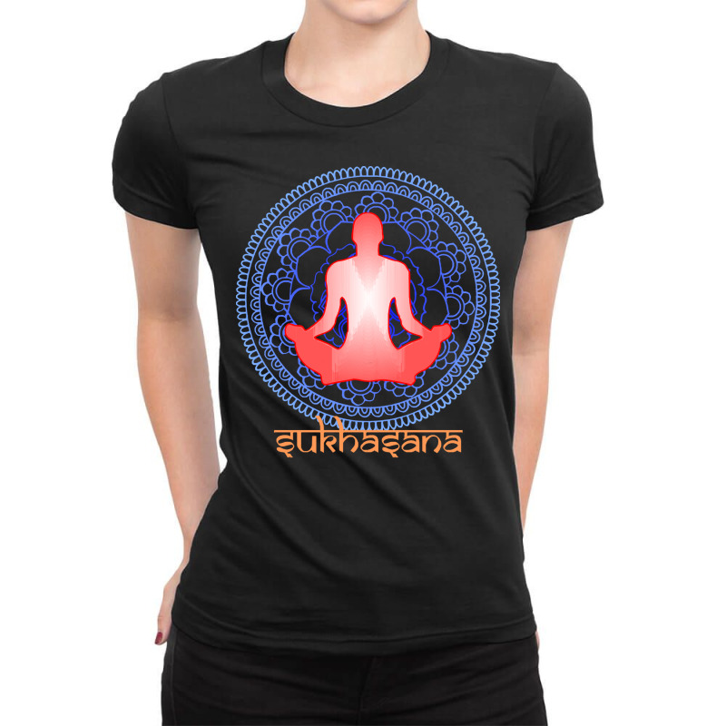 International Yoga Day 2021 T  Shirt International Yoga Day Sukhasana Ladies Fitted T-Shirt by trompeloise212 | Artistshot