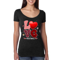 American Football Valentines Hearts Love Football Leopard Buffalo Plai Women's Triblend Scoop T-shirt | Artistshot