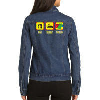 Eat Sleep Build Toy Brick T Shirt Ladies Denim Jacket | Artistshot