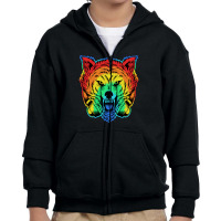 Angry Wolf Headphone Colorful Youth Zipper Hoodie | Artistshot