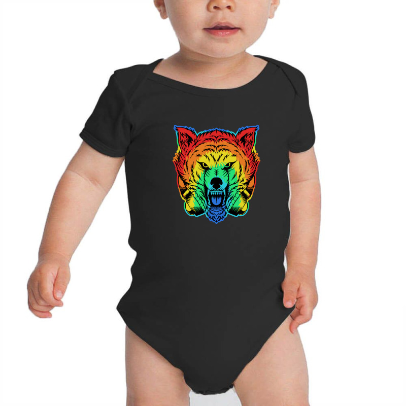 Angry Wolf Headphone Colorful Baby Bodysuit by andypp | Artistshot