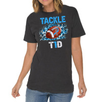 Football Tackle Football Blue Ribbon T1d Diabetes Awareness Vintage T-shirt | Artistshot