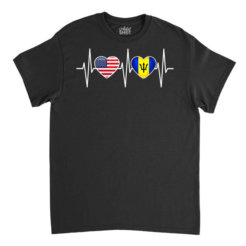 Barbados Usa Shirt Heartbeat America Barbadian Flag Bajan T Shirt Classic T-shirt by tandonwelters | Artistshot