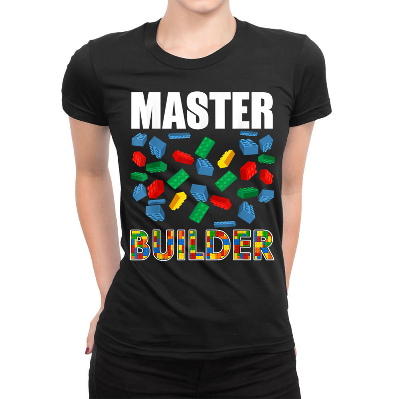 Boys Master Builder Funny Brick Building Blocks Toddler Men T Shirt Ladies Fitted T-Shirt by tandonwelters | Artistshot