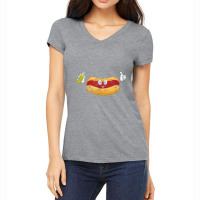 Hotdogs Mustard Sausage Lover Funny Hotdog Sandwich Grunge Women's V-neck T-shirt | Artistshot