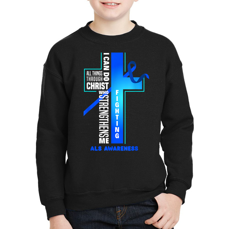 Faith God Jesus Christ Als Warrior Als Fighter Als Awareness T Shirt Youth Sweatshirt | Artistshot