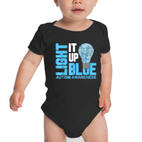 Light It Up Blue Autism Awareness Puzzle Piece Ribbon Baby Bodysuit | Artistshot