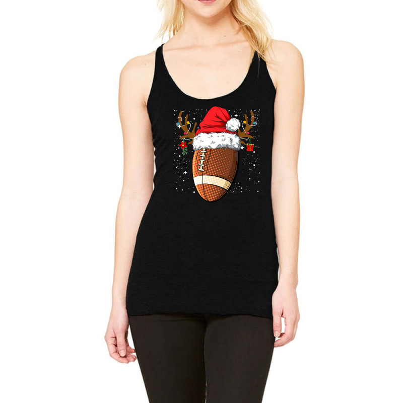 Football Funny Football Reindeer Santa Hat Christmas Holiday 89 Racerback Tank by hopelessoon | Artistshot