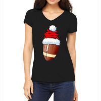 Football Football Ball Santa Hat Christmas Funny Sport Xmas Boys Men 3 Women's V-neck T-shirt | Artistshot