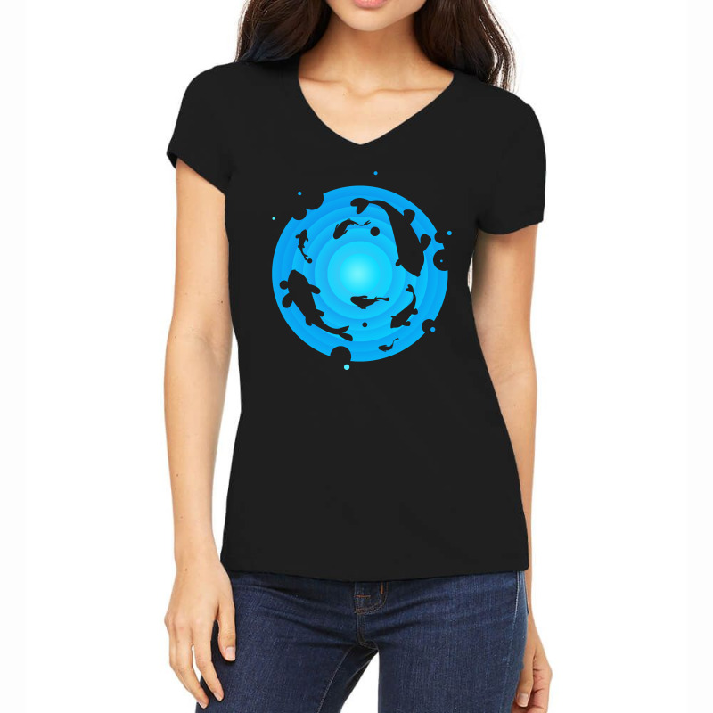 Ocean And Whales Women's V-Neck T-Shirt by autlu2024 | Artistshot