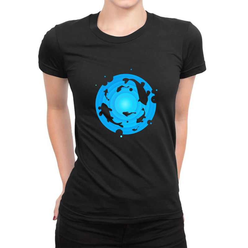 Ocean And Whales Ladies Fitted T-Shirt by autlu2024 | Artistshot