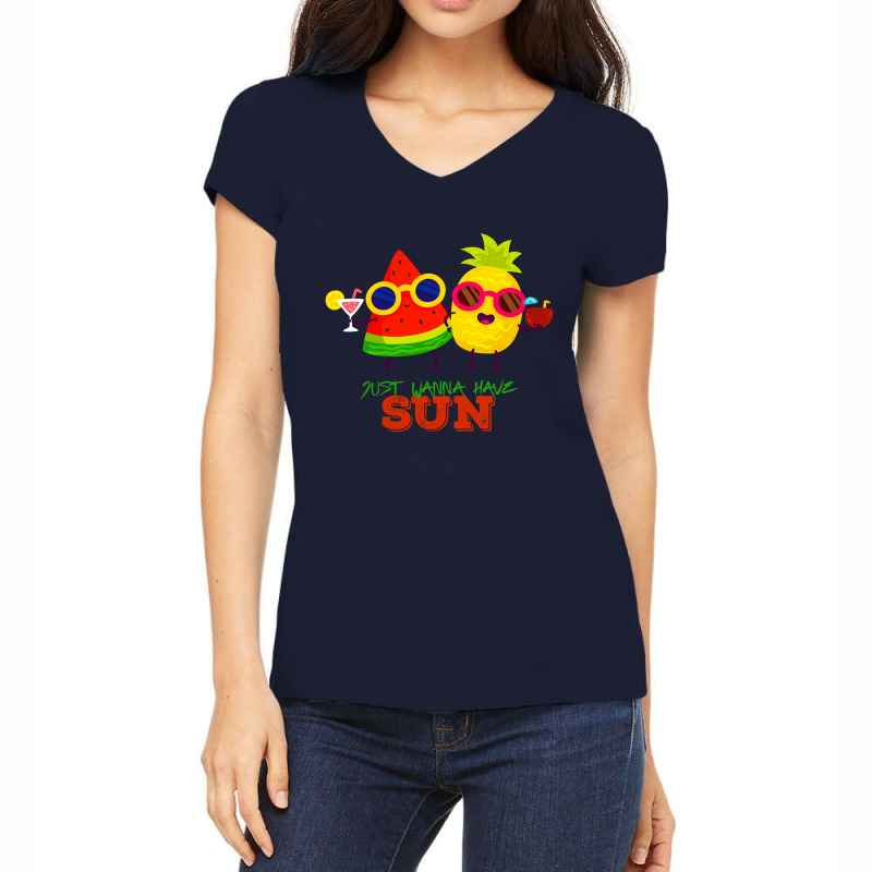 Just Wanna Have Sun Women's V-Neck T-Shirt by Chiks | Artistshot