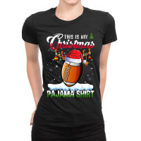 American Football This Is My Christmas Pajama Football Christmas Light Ladies Fitted T-shirt | Artistshot