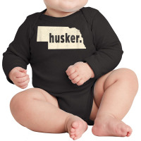 Nebraska State Nickname Husker [distressed] T Shirt Long Sleeve Baby Bodysuit | Artistshot