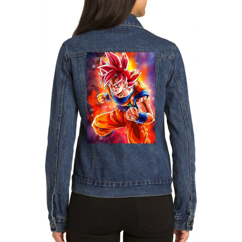 Goku Anime Ladies Denim Jacket by fishd47 | Artistshot