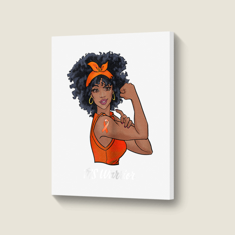 Womens Ms Warrior Fighter Support Multiple Sclerosis Awareness T Shirt Portrait Canvas Print | Artistshot