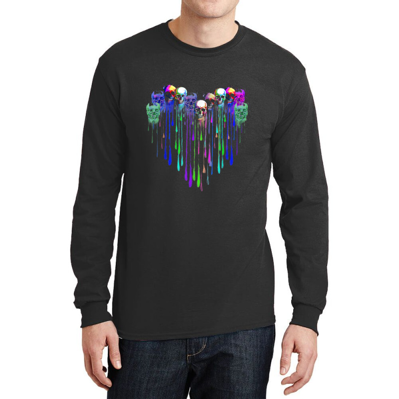 Colorful Heart Skull Dripping Long Sleeve Shirts | Artistshot