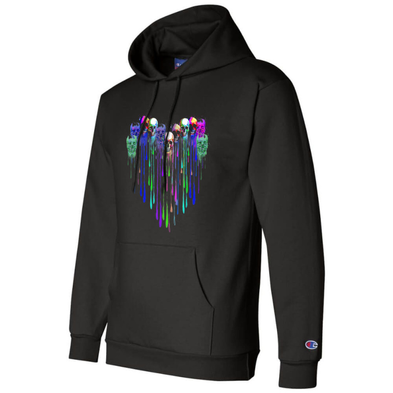 Colorful Heart Skull Dripping Champion Hoodie | Artistshot