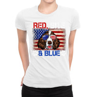 Red Bite Blue Dog 4th Of July English Springer Spaniel T Shirt Ladies Fitted T-shirt | Artistshot