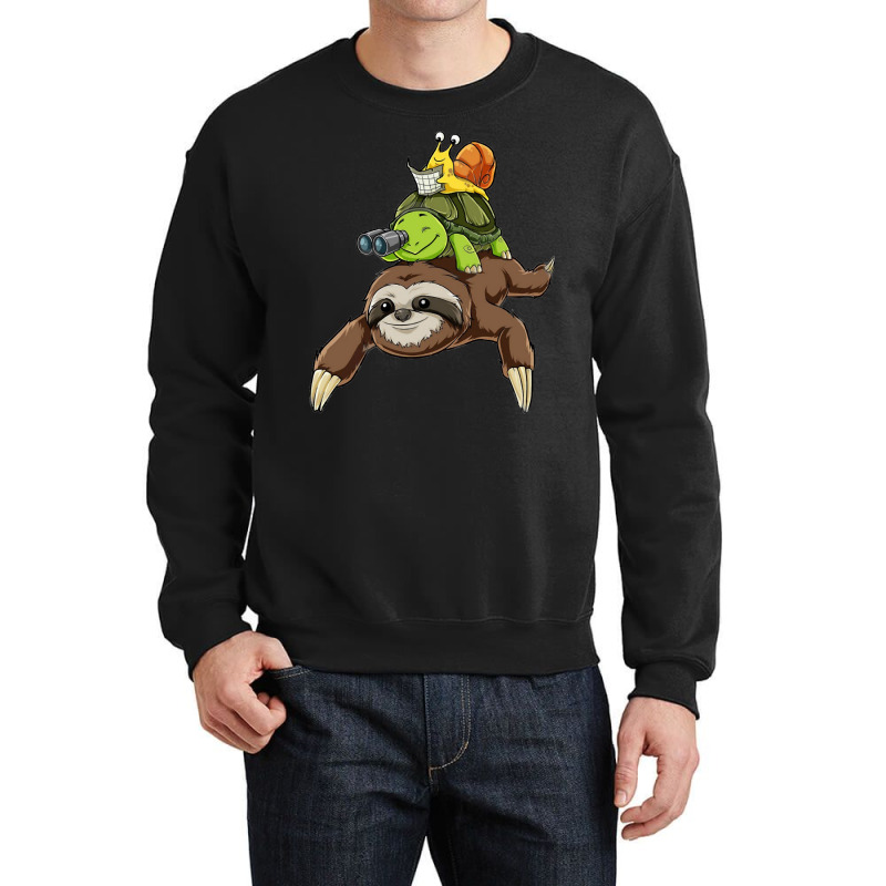 Turtle Lover Turtles Sloth Turtle Snail Funny Sloth Running Ocean Crewneck Sweatshirt by peafowl | Artistshot