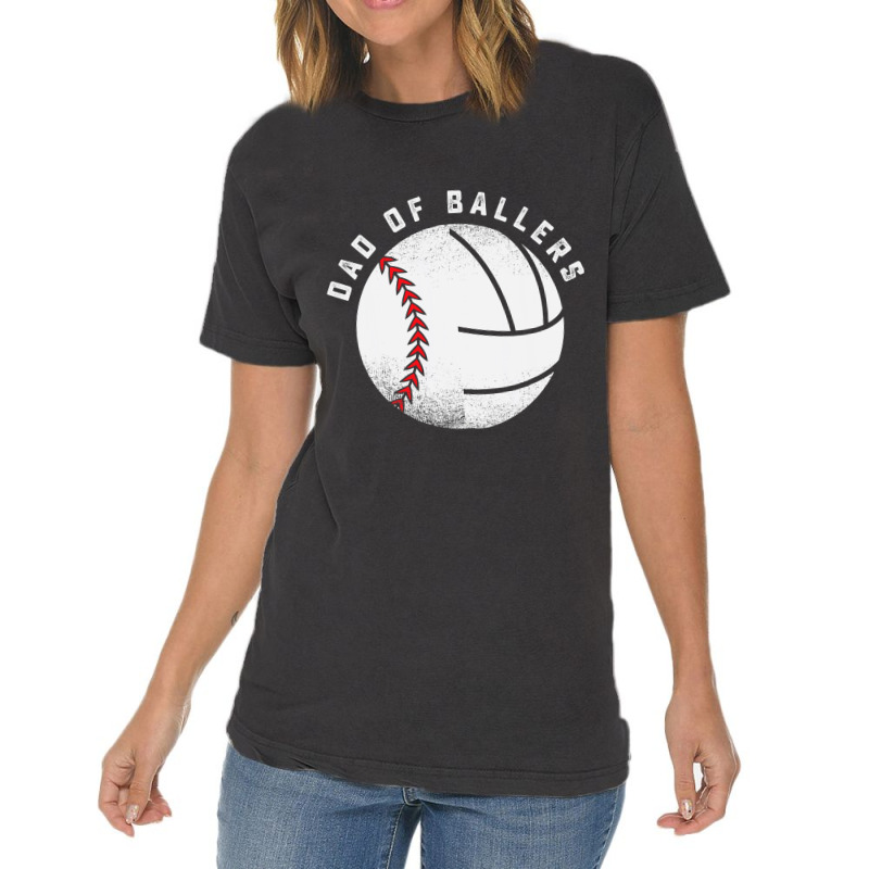 Dad Of Ballers Father Son Volleyball Baseball Player Coach T Shirt Vintage T-shirt | Artistshot