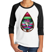 Serape Bullskull Teardrop Earrings Youth 3/4 Sleeve | Artistshot