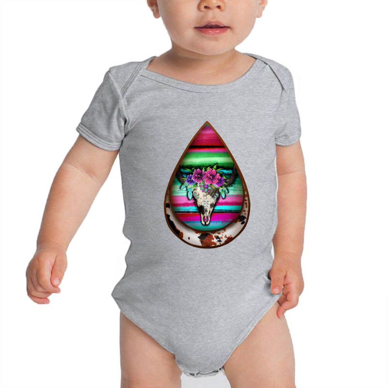 Serape Bullskull Teardrop Earrings Baby Bodysuit by Jasminsmagicworld | Artistshot