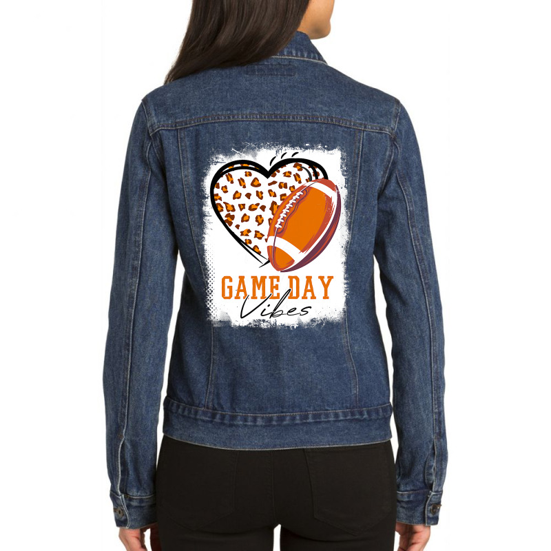 Football Womens Bleached Football Game Day Vibes Football Ladies Denim Jacket by peafowl | Artistshot