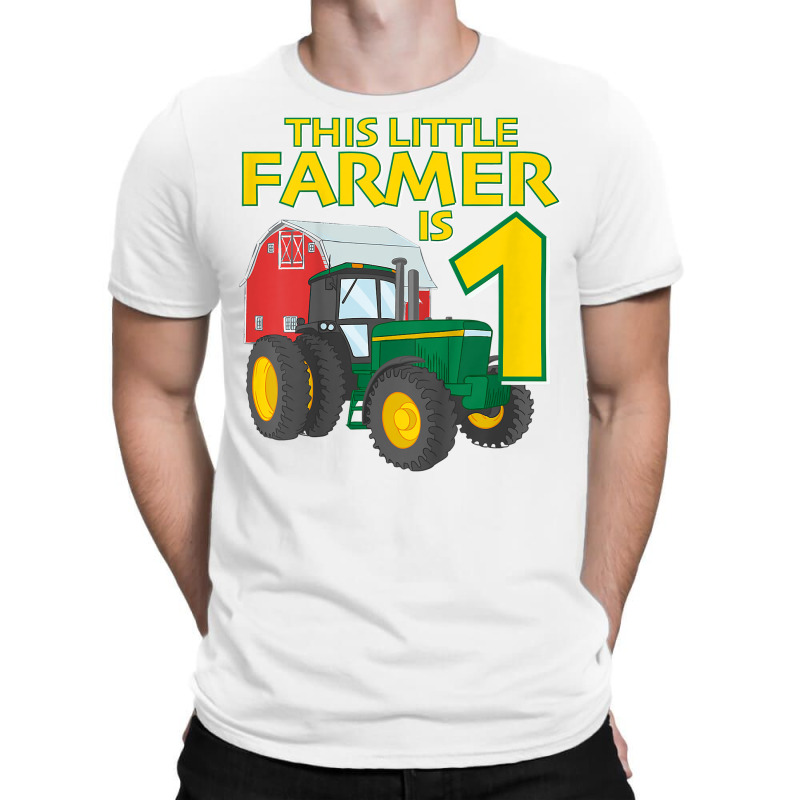 Kids 1 Year Old Green Farm Tractor Birthday Party Farmer 1st Gift T Sh T-shirt | Artistshot