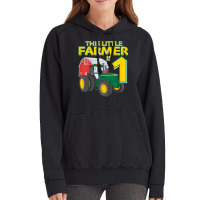 Kids 1 Year Old Green Farm Tractor Birthday Party Farmer 1st Gift T Sh Vintage Hoodie | Artistshot