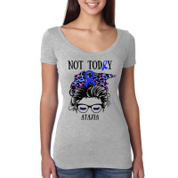 Not Today Ataxia Messy Bun Warrior Women Girl Blue Bandana T Shirt Women's Triblend Scoop T-shirt | Artistshot