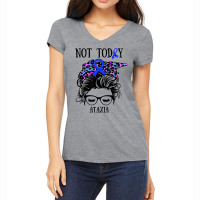 Not Today Ataxia Messy Bun Warrior Women Girl Blue Bandana T Shirt Women's V-neck T-shirt | Artistshot