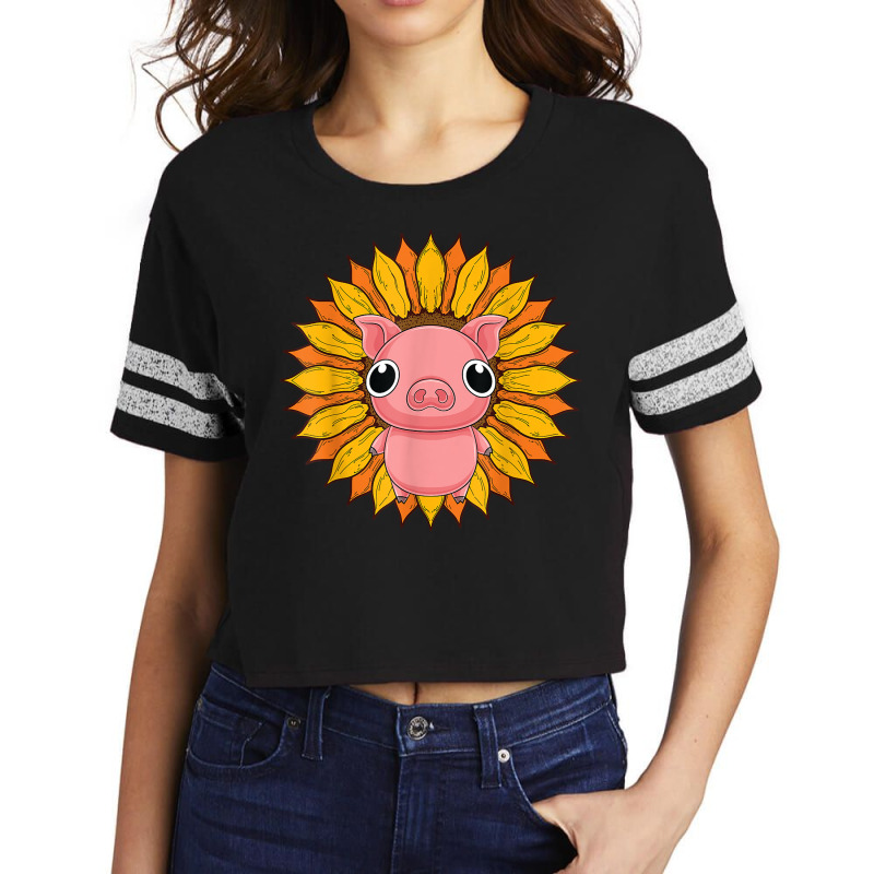 Farmer Sunflower Piglet Farm Animal Farming Cute Pig T Shirt Scorecard Crop Tee by vazwttopperve | Artistshot