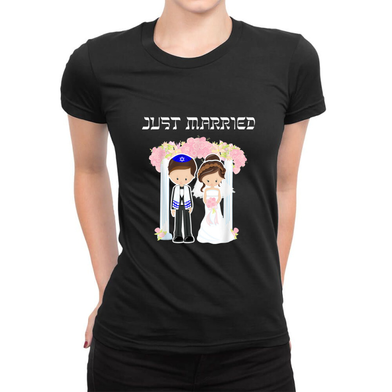 Jewish Wedding Just Married Chuppah Bride Groom Ladies Fitted T-Shirt by xiomi6a | Artistshot