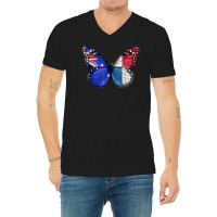 Australian Panamanian Flag Butterfly T Shirt V-neck Tee | Artistshot