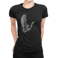 Tai Chi White Flying Crane Qi Gong Illustration Ladies Fitted T-shirt | Artistshot