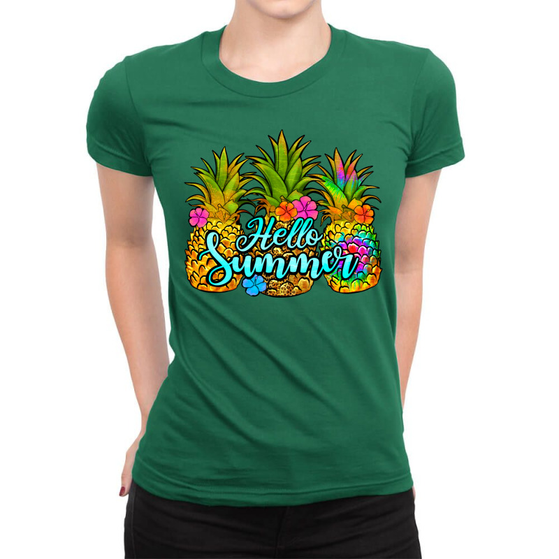 Hello Summer Pineapple Ladies Fitted T-Shirt by Jasminsmagicworld | Artistshot