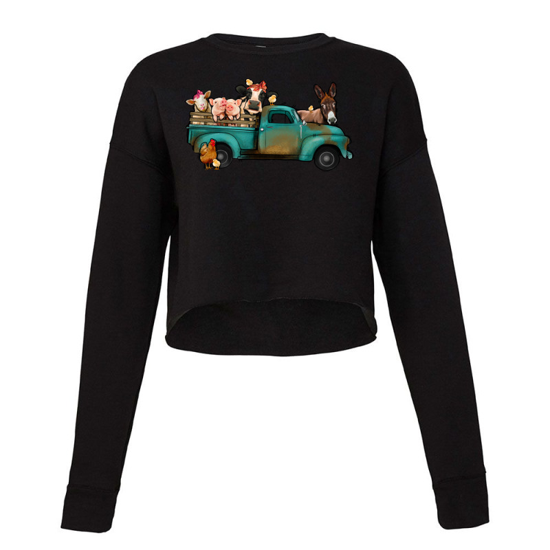 Farm Animals Truck Cropped Sweater by Jasminsmagicworld | Artistshot