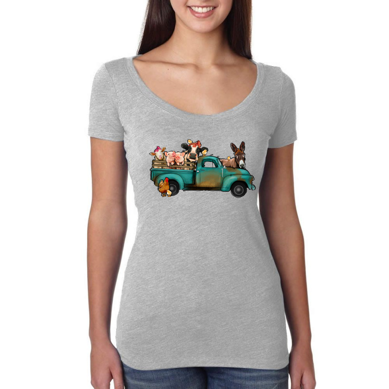 Farm Animals Truck Women's Triblend Scoop T-shirt by Jasminsmagicworld | Artistshot