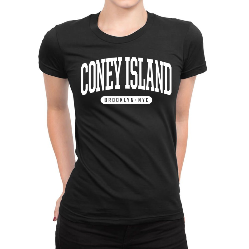 Nyc Borough Brooklyn New York Coney Island Sweatshirt Ladies Fitted T-Shirt by johnjosephmenk | Artistshot