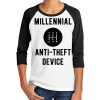 Millennial Anti Theft Device Funny Car Gear Shift Retro T Shirt Youth 3/4 Sleeve | Artistshot