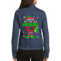 Football The Football Elf Xmas Matching Family Funny Christmas 439 Ladies Denim Jacket | Artistshot