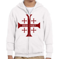 Crusader Christianity Deus Vult God Will Youth Zipper Hoodie | Artistshot